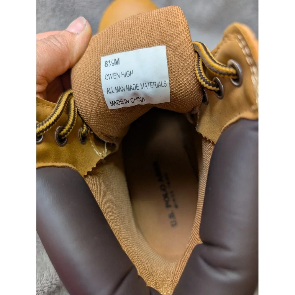 U.S. Polo Assn‎ Owen High Wheat Tan Lug Sole Lace Up Work Boots Mens 8.5 M